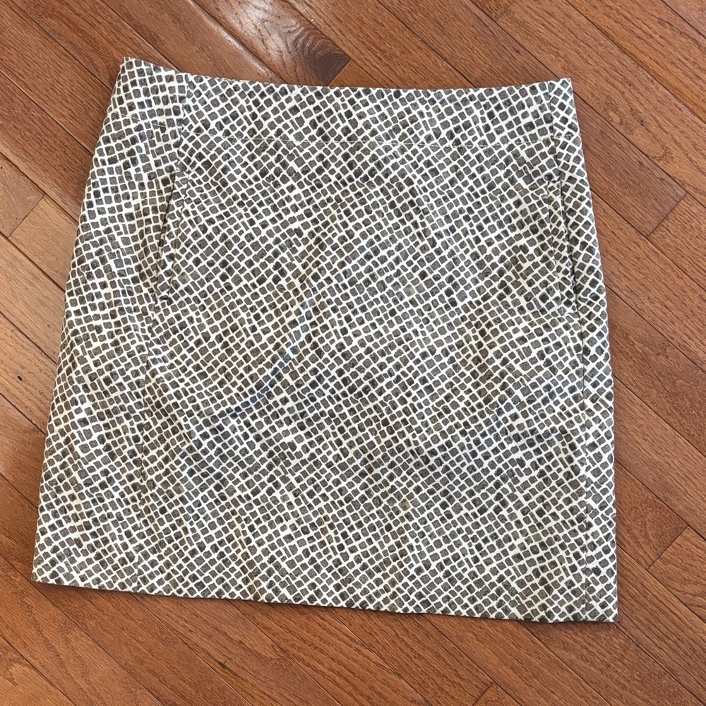 LOFT Brown and cream Geometric Pencil Skirt